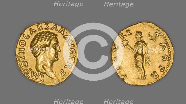 Aureus (Coin) Portraying Emperor Otho, 69 CE (January-April), issued by Otho. Creator: Unknown.