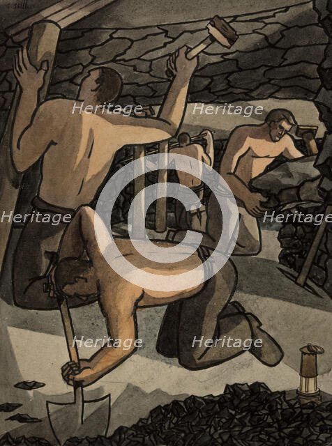 Industrial Coal mine scene, between 1939 and 1946. Creators: Central Office of Information, George Bissill.