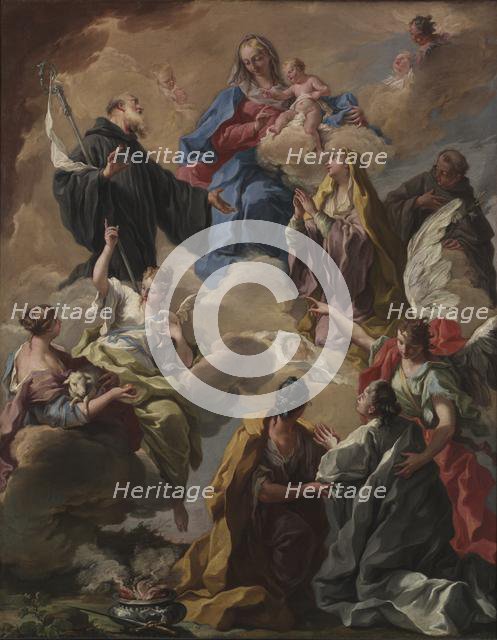 Saints Presenting a Devout Woman to the Virgin and Child, 1720s. Creator: Giovanni Battista Pittoni (Italian, 1687-1767).