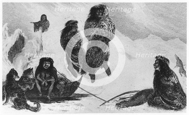 Fuegians going to trade with the Patagonians, 1839. Artist: Unknown
