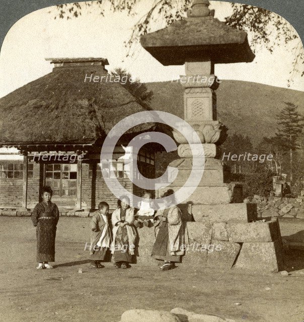 Children in the playground of a village school, Japan, 1904. Artist: Underwood & Underwood