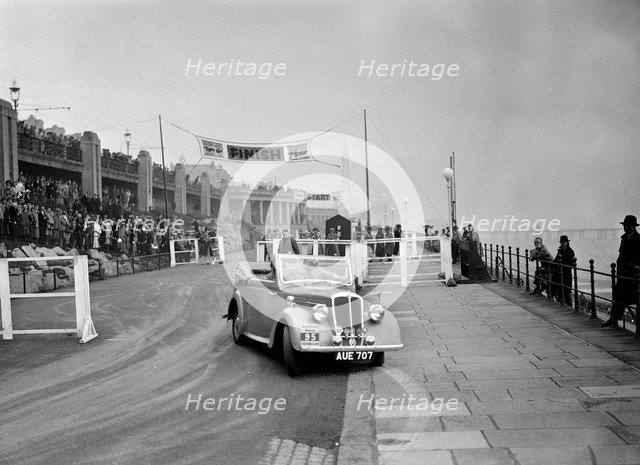 Standard Avon Twelve competing in the Blackpool Rally, 1936. Artist: Bill Brunell.