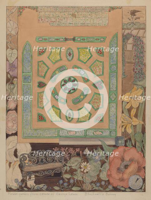Flower Garden - Lewis Estate, c. 1936. Creator: Virginia Richards.