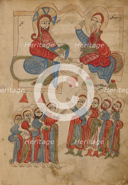 Christ Washing the Apostles' Feet; Gospel Book, 1386. Creator: Unknown.