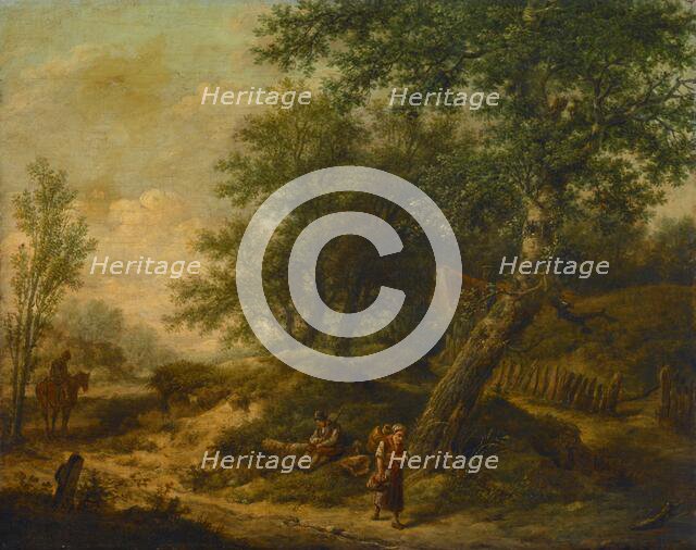 Landscape with Cottage and Travelers, 19th century. Creator: Unknown.