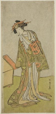 The Actor Iwai Hanshiro IV as the courtesan Agemaki in the play "Sukeroku Yukari no..., c. 1776. Creator: Shunsho.