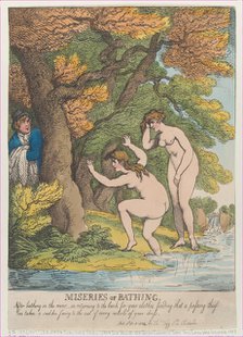 Miseries of Bathing, [April 1, 1808], reissued Sept..., [April 1, 1808], reissued September 1, 1814. Creator: Thomas Rowlandson.