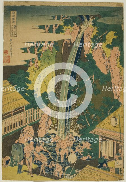 Roben Falls at Oyama in Sagami Province (Soshu Oyama Roben no taki), from the series..., c. 1833. Creator: Hokusai.