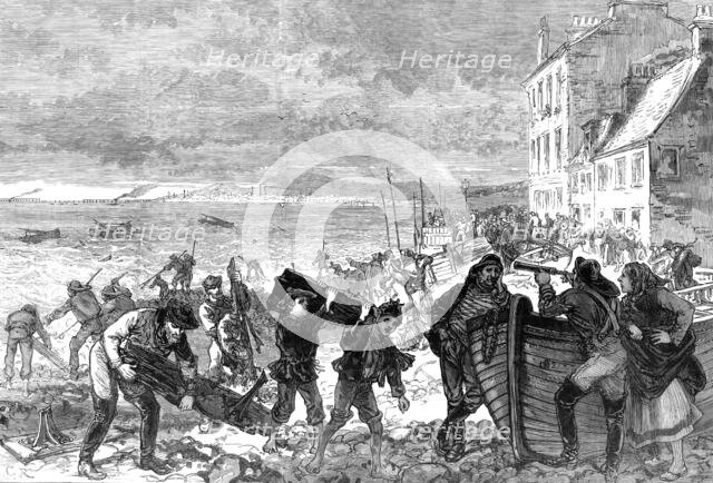 The Tay Bridge Disaster: pieces of wreck cast up on the beach at Broughty Ferry, 1880. Creator: Unknown.