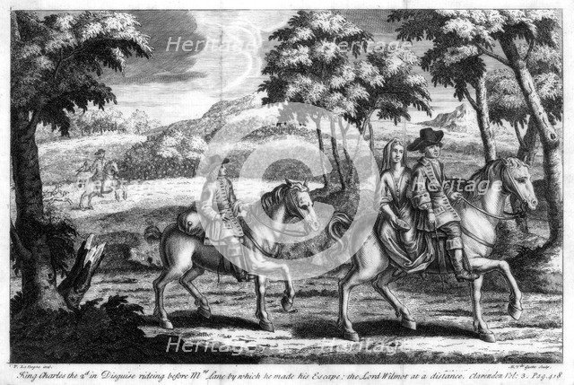 King Charles II escaping from England, 1651. Artist: Gucht