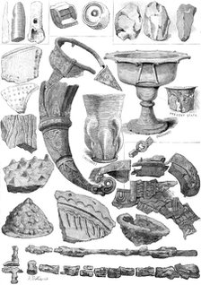 Relics found in the Viking's Tomb at Taplow (second series), 1883. Creator: Unknown.