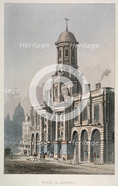 South front of the Royal Exchange, City of London, 1821. Artist: Anon