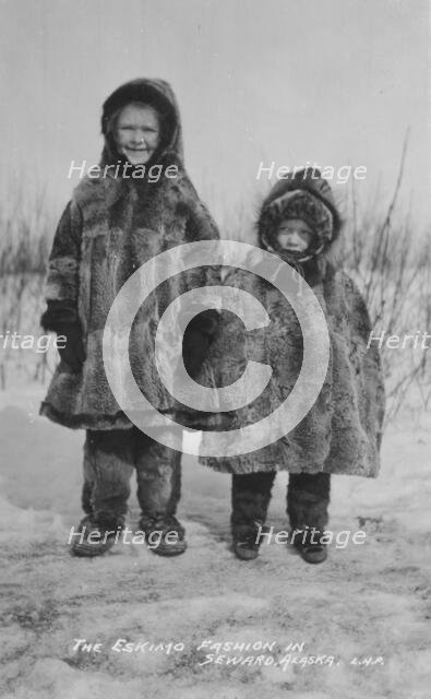 Children in Eskimo fur clothing, between c1900 and c1930. Creator: Unknown.