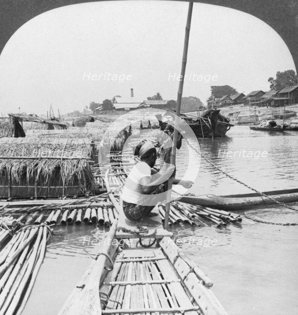 Rafts on the Irrawaddy River, Mandalay, Burma, 1908.  Artist: Stereo Travel Co