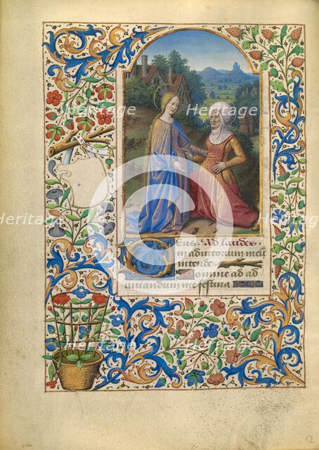 The Visitation; Katherine Hours, about 1480-1485. Creator: Jean Bourdichon.
