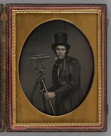 Untitled [man with surveying equipment], 1854. Creator: Unknown.