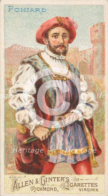 Poniard, from the Arms of All Nations series (N3) for Allen & Ginter Cigarettes Brands, 1887. Creator: Allen & Ginter.