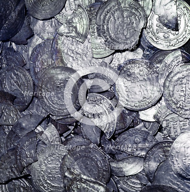 Hoard of silver & Arab coins from a Viking grave, Sweden, 10th century. Artist: Unknown