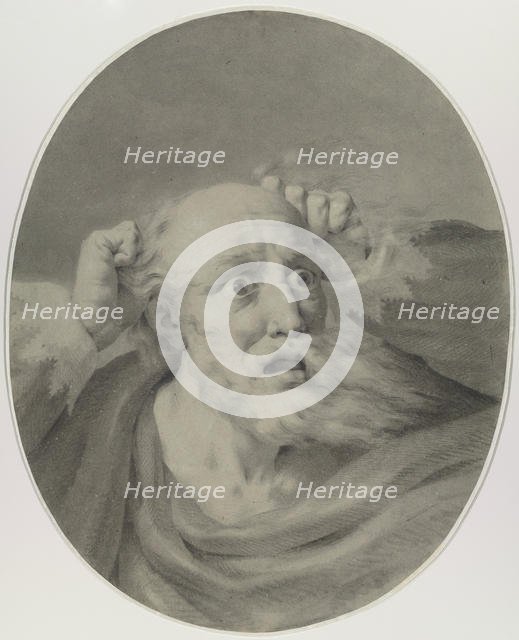 Old man with beard, scuffling his hair. Creator: Rehberg, Friedrich (1758-1835).