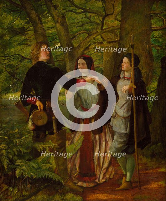 As You Like It - Act IV Scene I - Rosalind Tutoring Orlandoin the Ceremony...,  1850. Creators: Walter Howell Deverell, Dante Gabriel Rossetti.