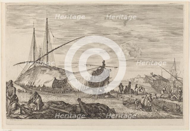 Galley with Deck Covered with Sails, probably c. 1654/1655. Creator: Stefano della Bella.