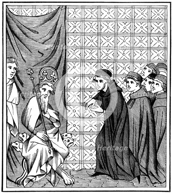 Fellows of the University of Paris haranguing the Emperor Charles IV (1316-1378) in 1377 (1849). Artist: Unknown