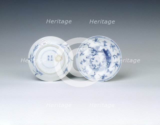 Pair of blue and white dishes, Qing dynasty, early Kangxi period, China, 1662-1677. Artist: Unknown