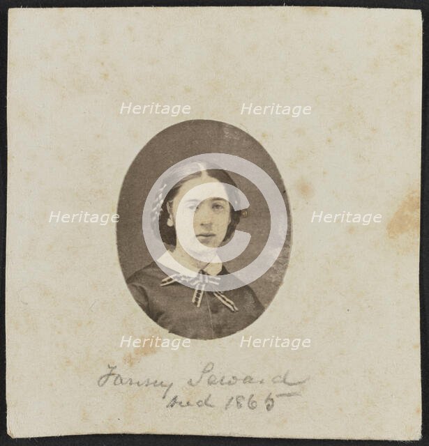 Albumen portrait of Fanny Seward mounted on paper, ca. 1860. Creator: Unknown.