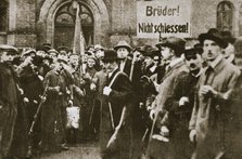 'Brothers, Don't Shoot!', placard during the German Revolution, Berlin, c1918-c1919. Artist: Unknown