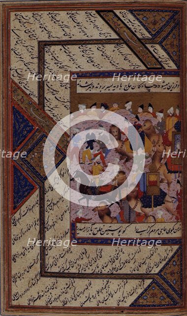 Pilgrims quarrelling while on their way to Mecca, 16th century. Creator: Unknown.