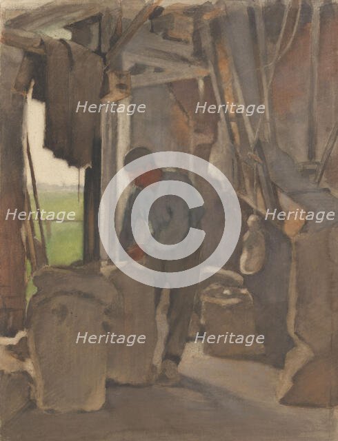 The miller, filling sacks, 1870-1923. Creator: Willem Witsen.