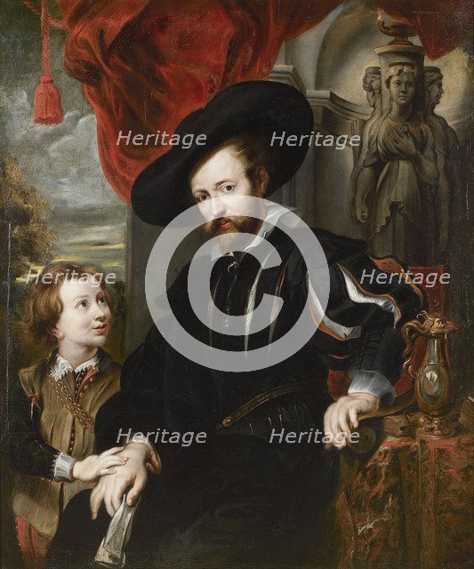 Portrait of Peter Paul Rubens with his son Albert, Mid of 17th cen.. Artist: Rubens, Peter Paul, (School)  
