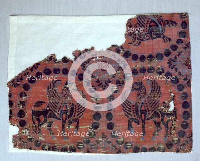 Silk fabric with decoration of winged horses, from the Monastery of Santa Maria de l'Estany.