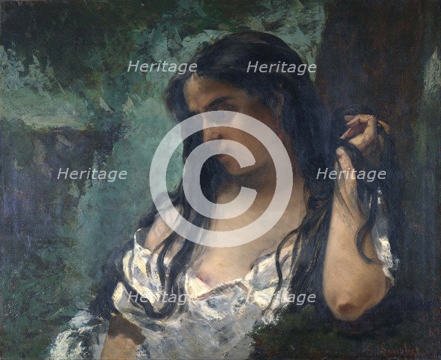 Gypsy in Reflection. Artist: Courbet, Gustave (1819-1877)