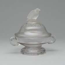 Old Abe/Frosted Eagle covered footed dish, 1880/90. Creator: Crystal Glass Company.