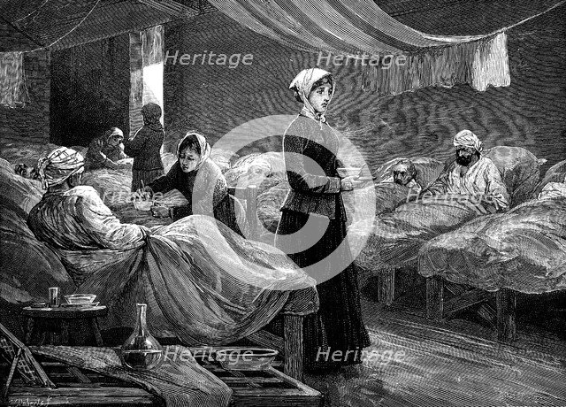 Florence Nightingale in the barrack hospital at Scutari, c1880. Artist: Unknown