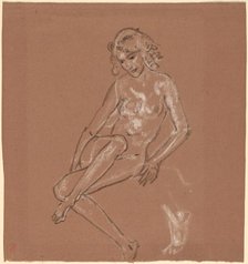 Seated Nude and a Foot, probably 1920. Creator: Arthur Davies.