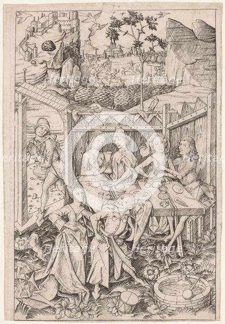 The Garden of Love (Large Plate), c. 1465. Creator: Master E. S. (German).