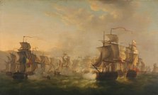 Clash of the Dutch and British Fleets during the Passage of the Dutch Flotilla to Boulogne (1804), 1 Creator: Martinus Schouman.