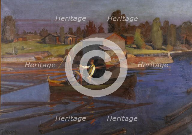 Log Driving, 1900. Creator: Albert Gebhard.