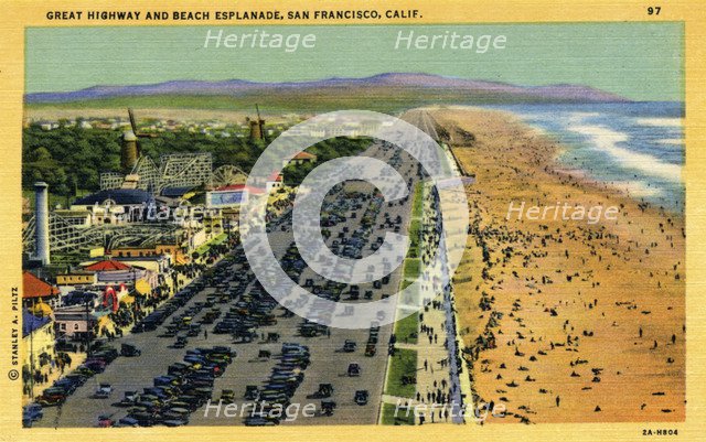 Great Highway and Beach Esplanade, San Francisco, California, USA, 1932. Artist: Unknown
