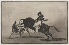 Bullfights: The Same Ceballos Mounted on Another Bull Breaks Short Spears in the Ring…, 1876. Creator: Francisco de Goya (Spanish, 1746-1828).