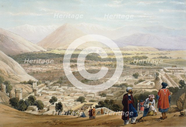 Kabul from the Citadel, showing the old walled city, First Anglo-Afghan War 1838-1842. Artist: James Atkinson