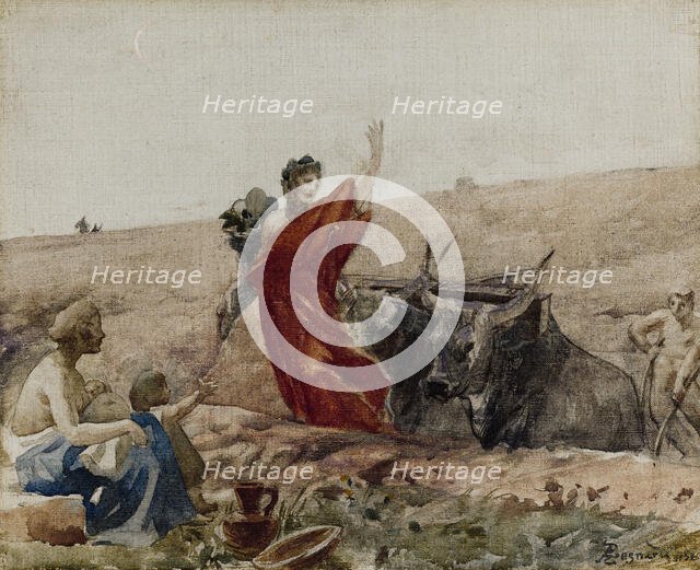 Esquisse pour la salle des mariages de la mairie du 19ème arrondissement de la Ville..., 1880. Creator: Paul Albert Besnard.