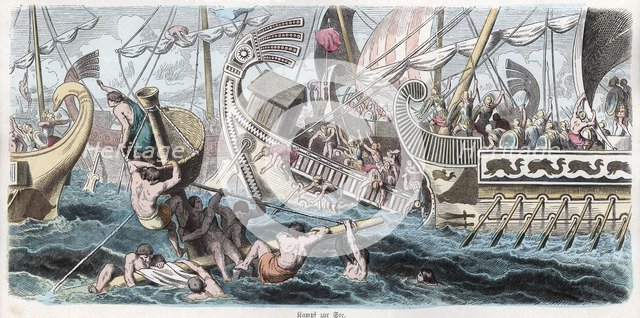 Naval Combat, engraving, 1862.