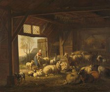 Sheep and Goats in a Stable, 1821. Creator: Jan van Ravenswaay.