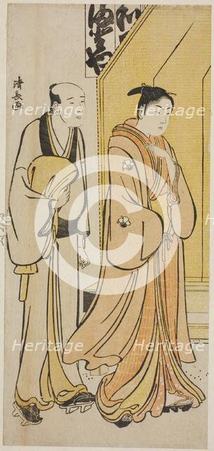 The Actor Iwai Hanshiro IV and his attendant, from an untitled series of prints showing...c1783. Creator: Torii Kiyonaga.