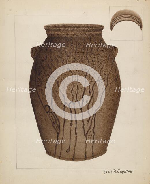 Stoneware Jar, c. 1937. Creator: Annie B Johnston.