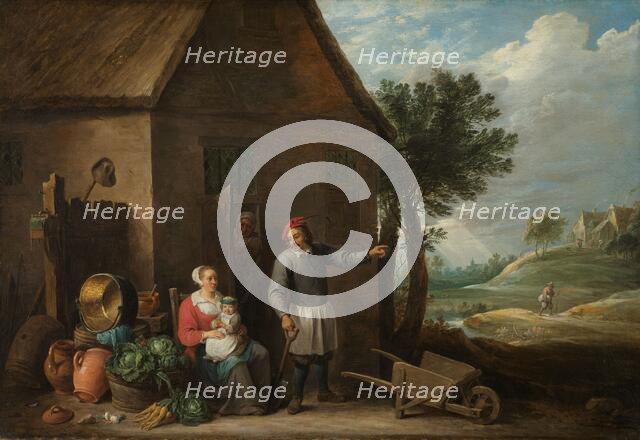 Husbandman at a Cottage Door with a Seated Woman and Child, c.1650-c.1655. Creator: David Teniers II.