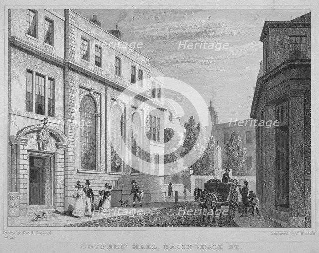 Coopers' Hall, City of London, 1831. Artist: J Hinchcliff